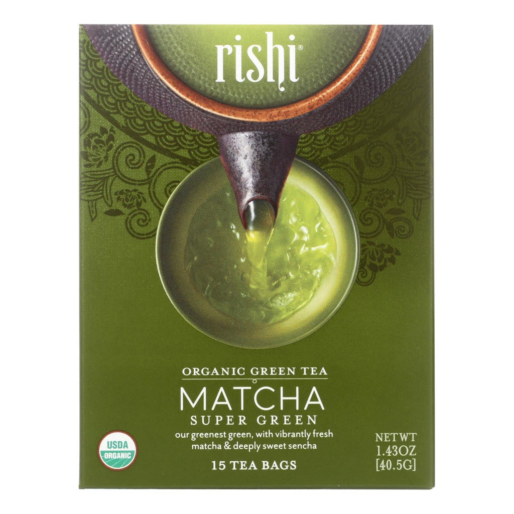 Rishi Matcha Super Green Tea Blend, 15 ct (Case of 6)