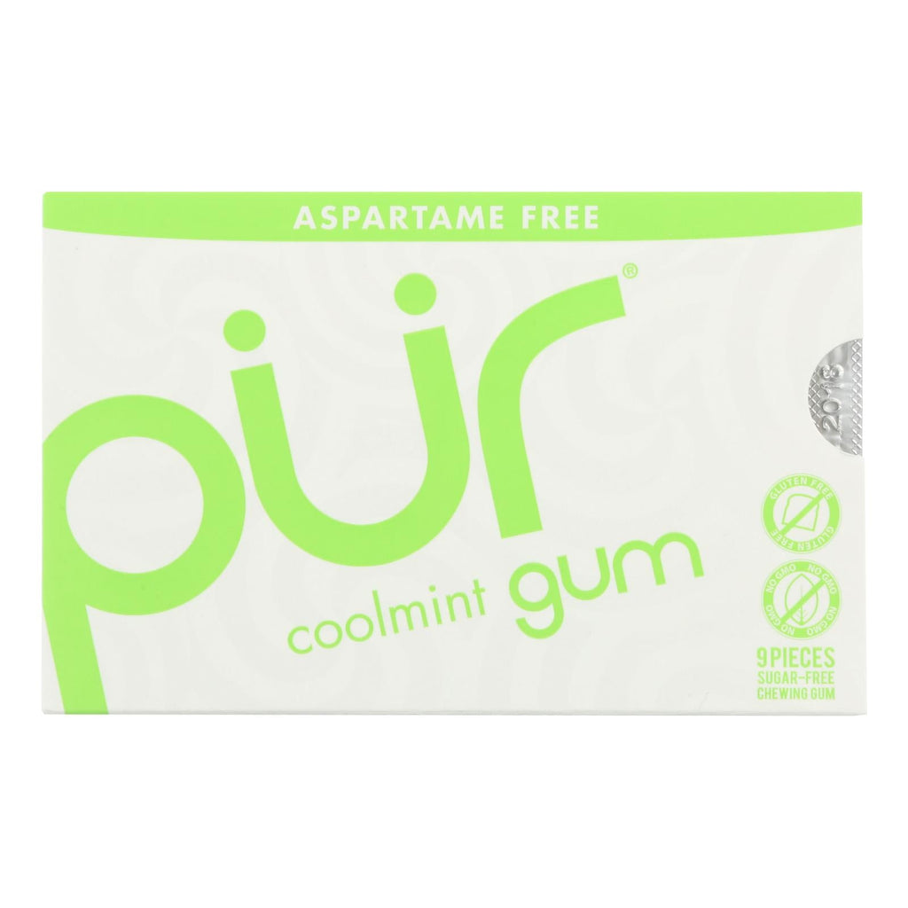 PUR Gum Aspartame Free Coolmint Gum, 9 Pieces, 12.6 g (Case of 12)