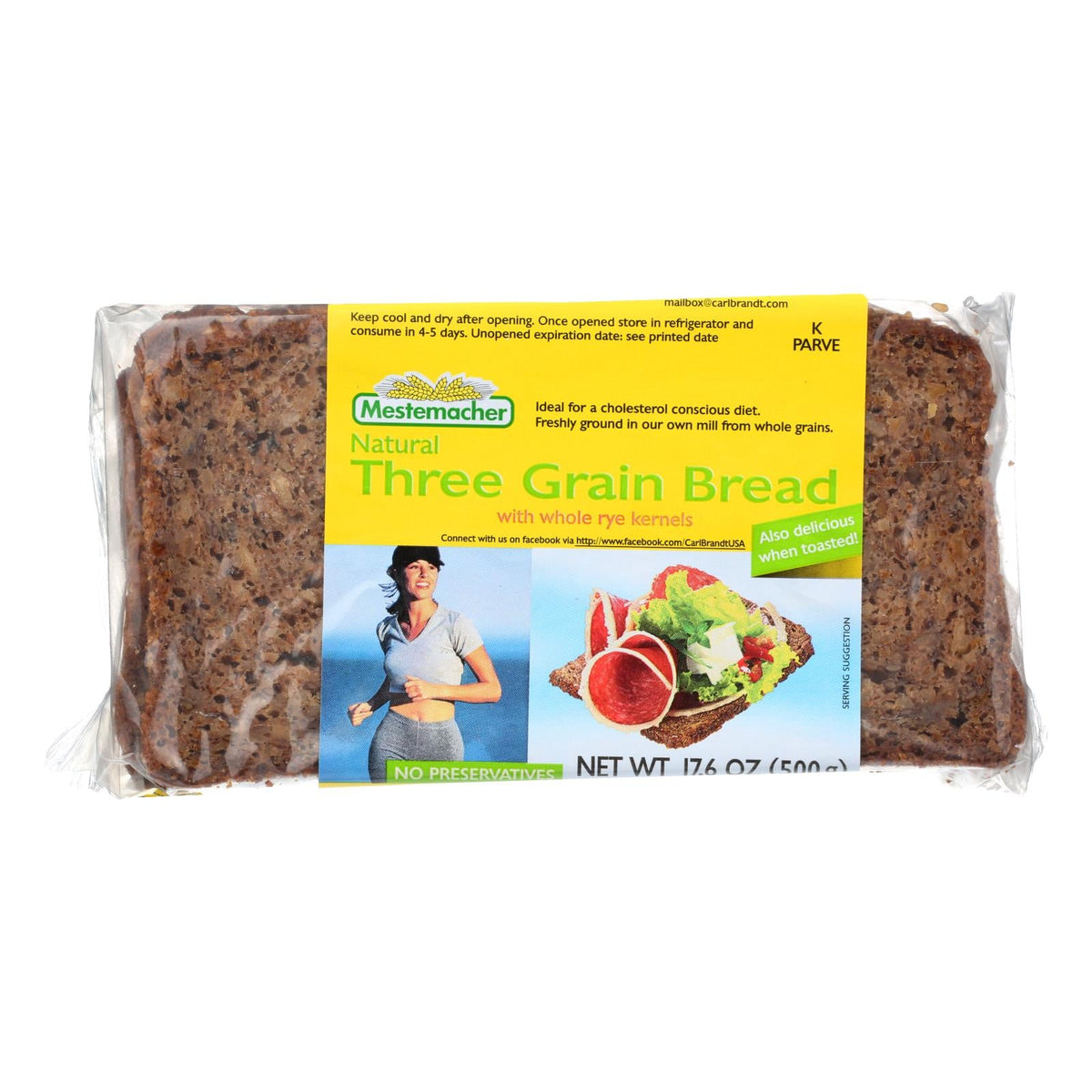 Mestemacher Three Grain Bread (Pack of 12 - 17.6 Oz)