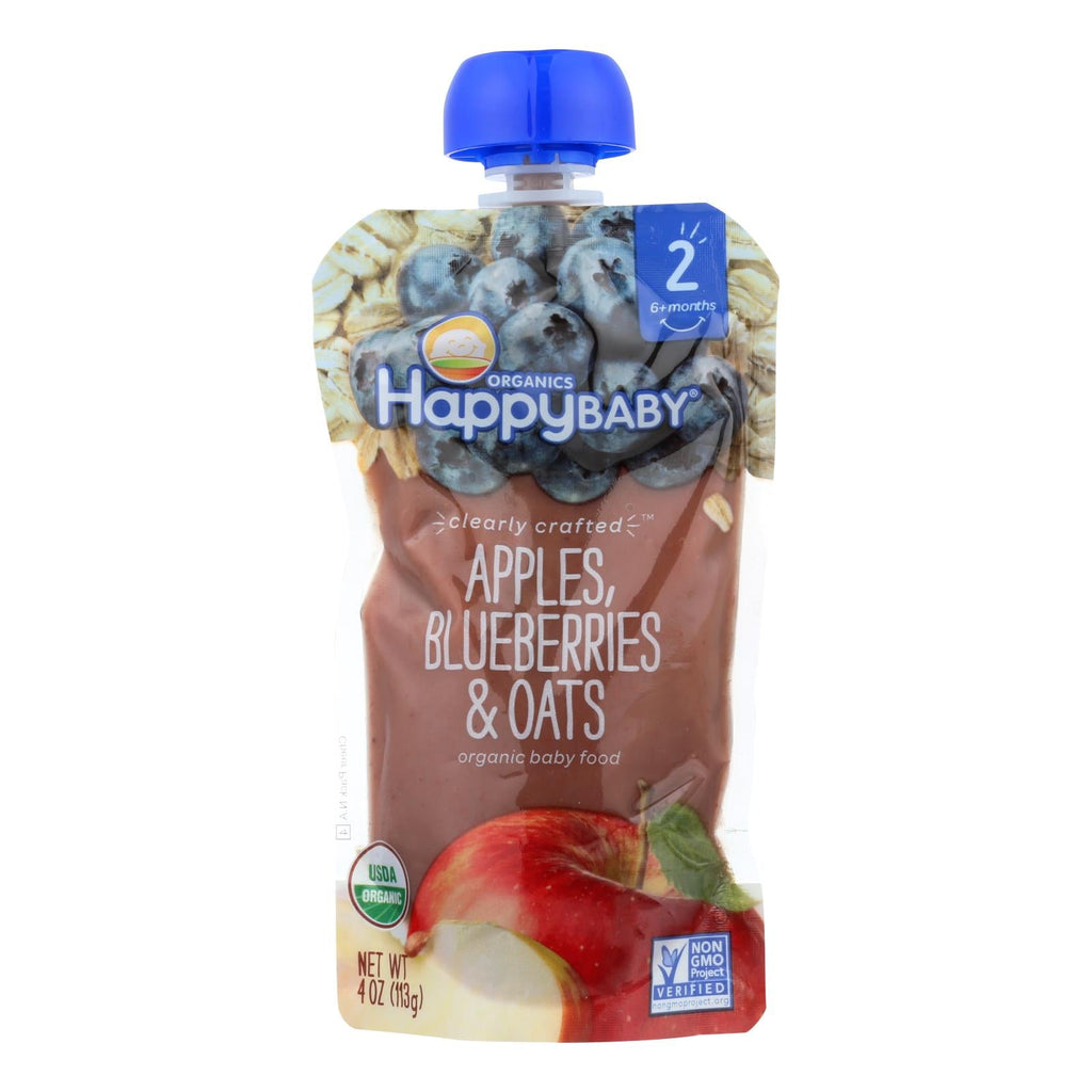Happy Baby Clearly Crafted Apples, Blueberries & Oats, 4 oz (Case of 16)