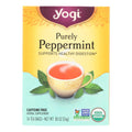 Yogi Organic Purely Peppermint Herbal Tea, Caffeine Free, 16 Tea Bags (Case of 6)