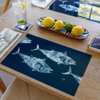 School of Tuna on Navy Placemat | Coastal