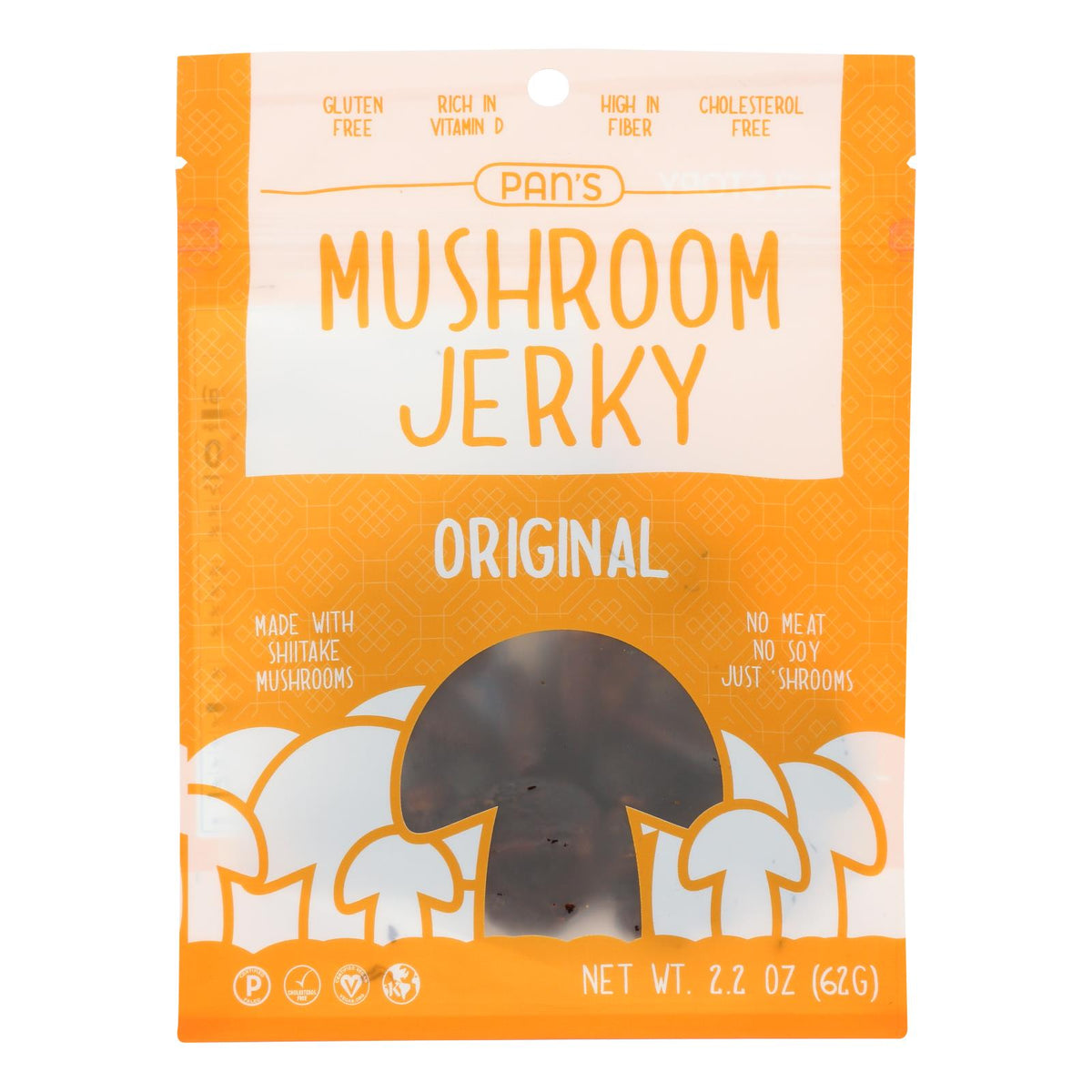 Pan's Mushroom Jerky, Original, 2.2 oz (Case of 6)