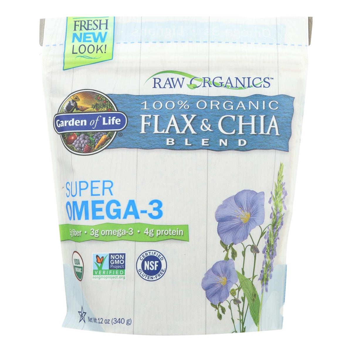 Garden of Life Raw Organics Flax and Chia Blend, 12 Ounce