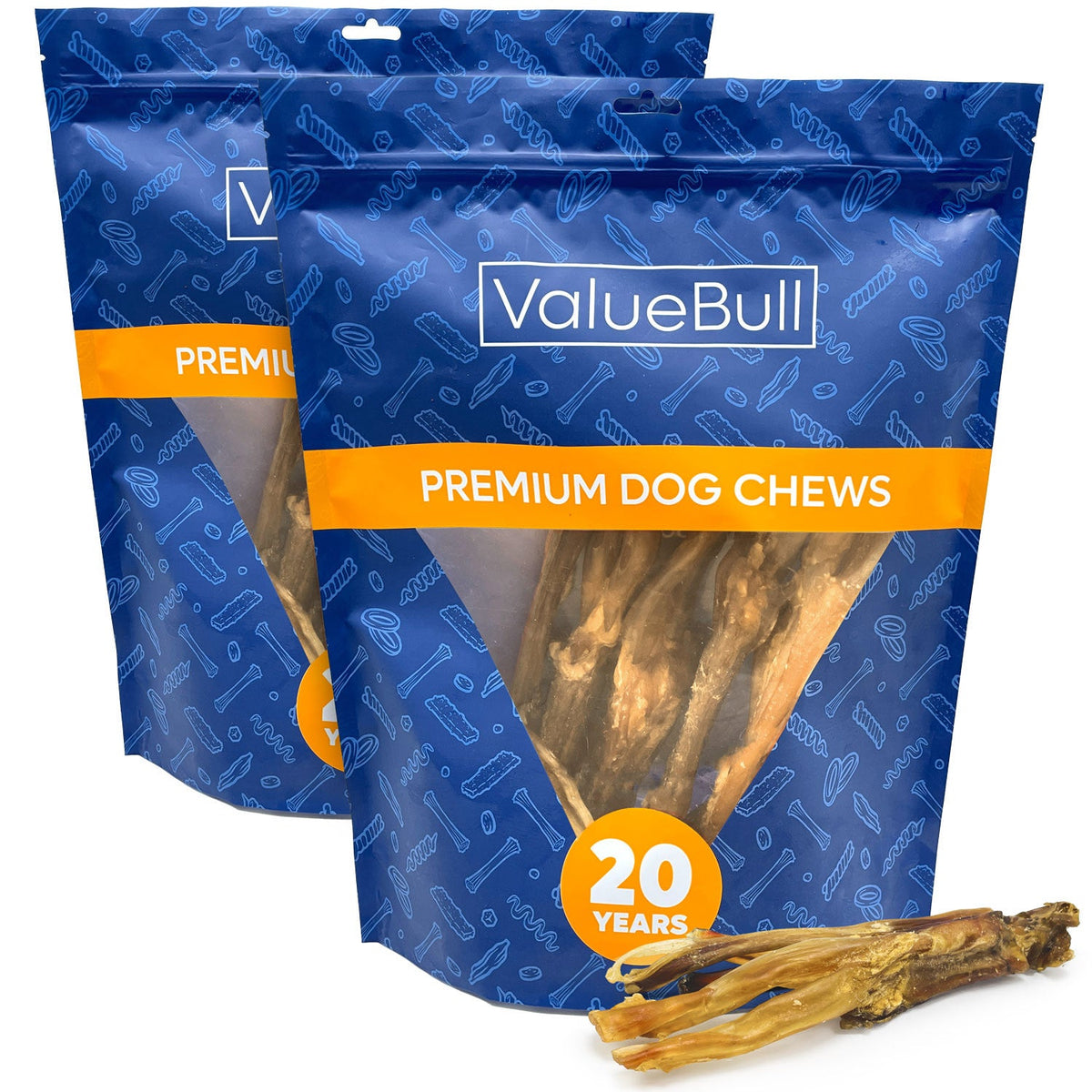 ValueBull Beef Tendons for Dogs, Varied Shapes, 2 Pounds