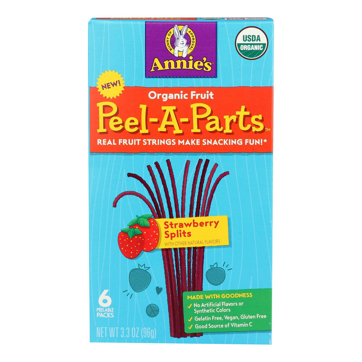 Annie's Strawberry Peel-a-Part Fruit Snacks, 3.3 oz (Case of 8)