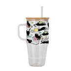 Black Cats on Books Glass Cups