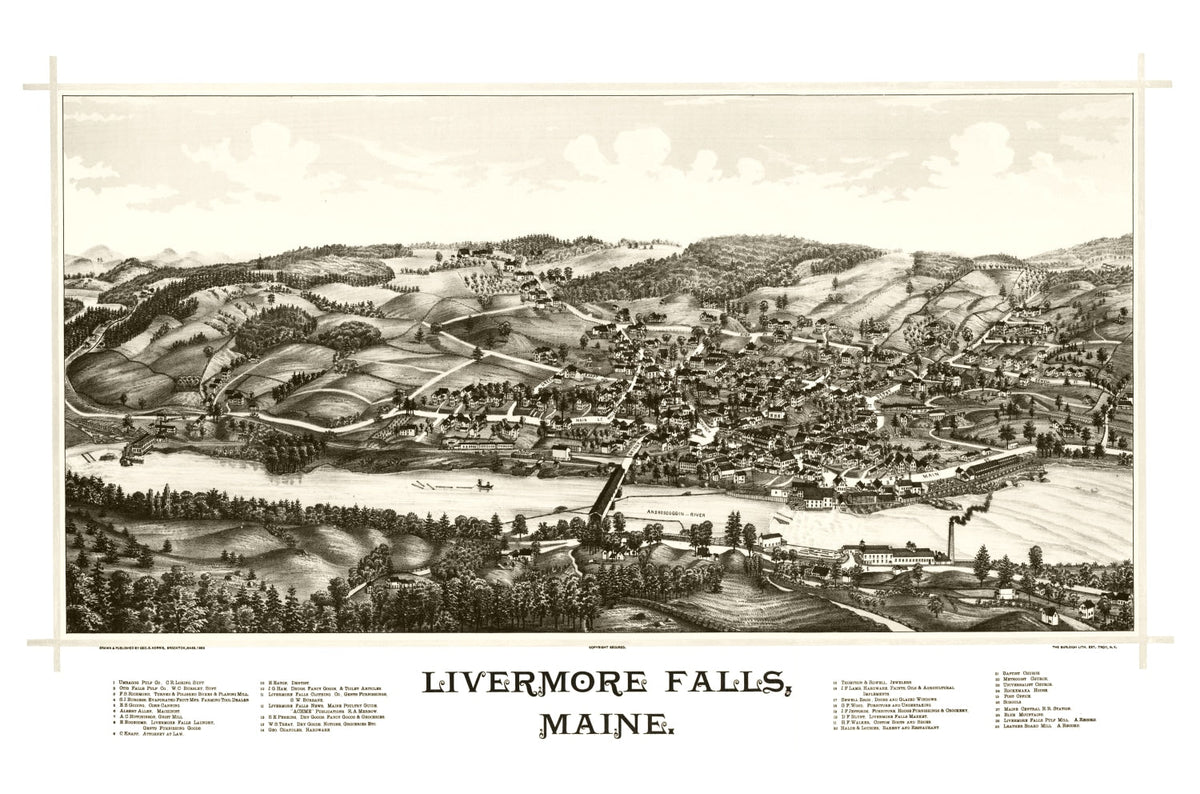 Vintage Map of Livermore Falls, Maine 1889