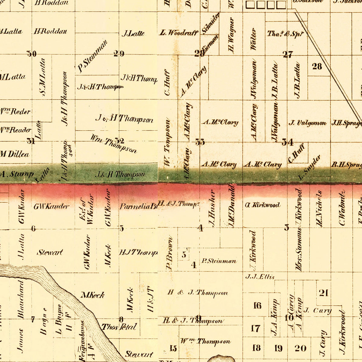 Vintage Map of Louisa County, Iowa 1858