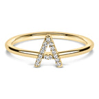10K Yellow Gold Diamond Accent Initial “A-Z” Ring