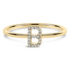 10K Yellow Gold Diamond Accent Initial “A-Z” Ring