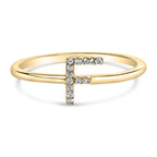 10K Yellow Gold Diamond Accent Initial “A-Z” Ring
