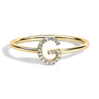 10K Yellow Gold Diamond Accent Initial “A-Z” Ring