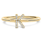 10K Yellow Gold Diamond Accent Initial “A-Z” Ring