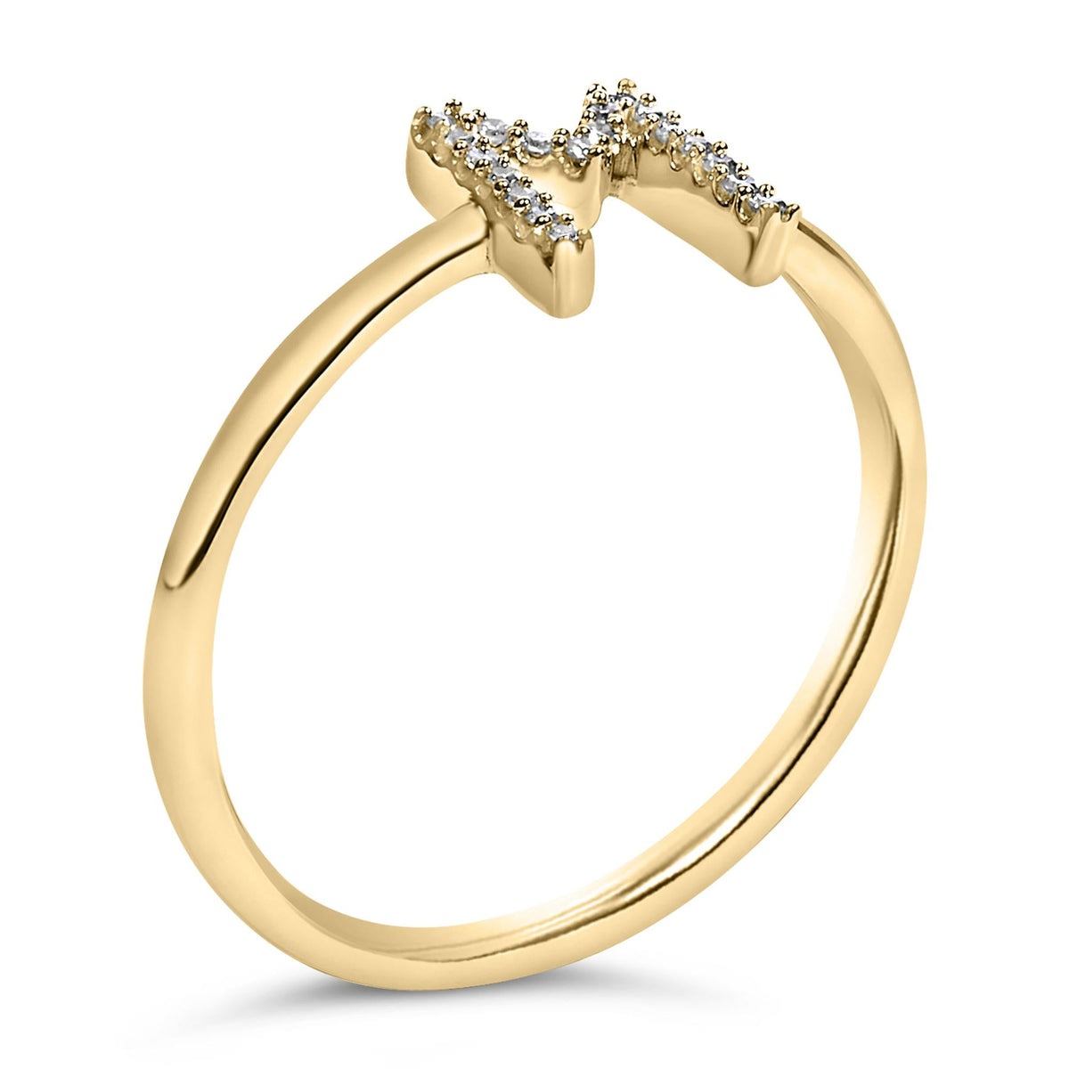 10K Yellow Gold Diamond Accent Initial “A-Z” Ring