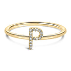 10K Yellow Gold Diamond Accent Initial “A-Z” Ring