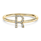 10K Yellow Gold Diamond Accent Initial “A-Z” Ring