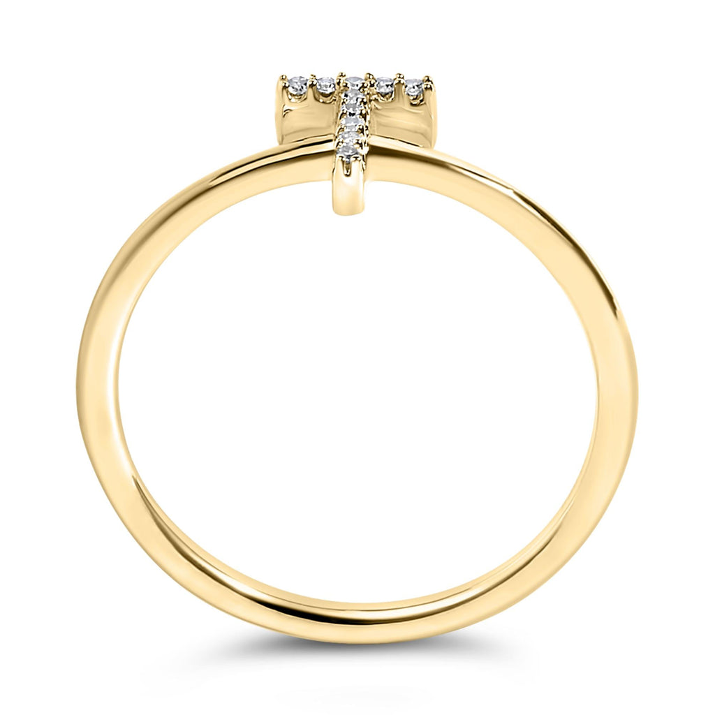 10K Yellow Gold Diamond Accent Initial “A-Z” Ring