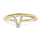 10K Yellow Gold Diamond Accent Initial “A-Z” Ring