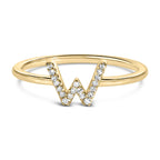 10K Yellow Gold Diamond Accent Initial “A-Z” Ring
