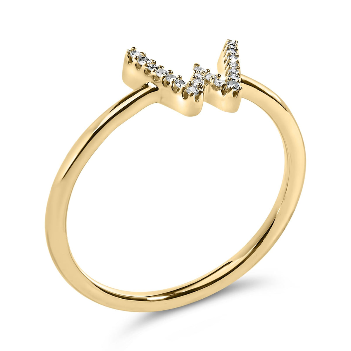10K Yellow Gold Diamond Accent Initial “A-Z” Ring