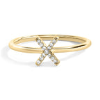 10K Yellow Gold Diamond Accent Initial “A-Z” Ring
