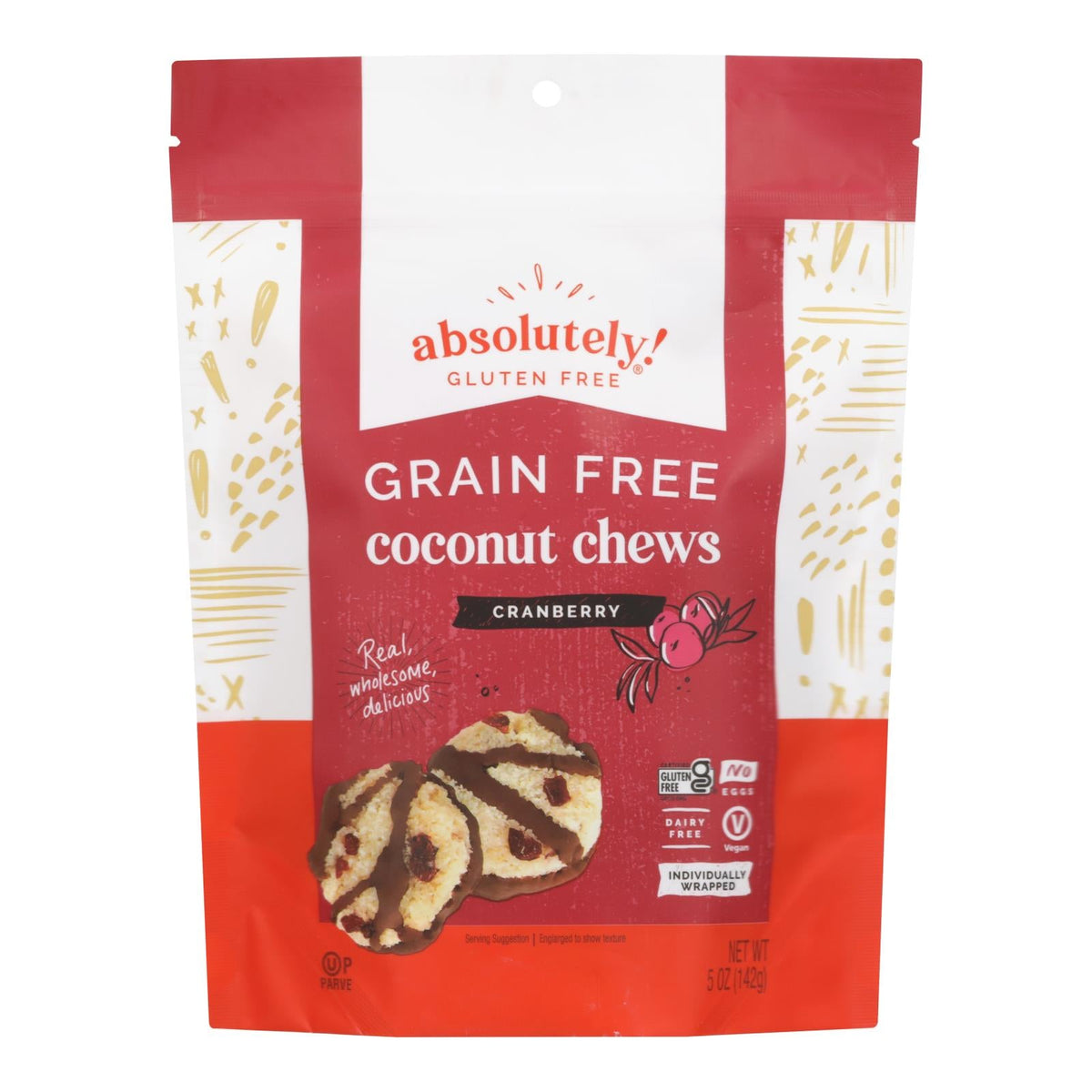 Absolutely Gluten Free Chews (Pack of 12) - Coconut, Cranberry & 5 Oz