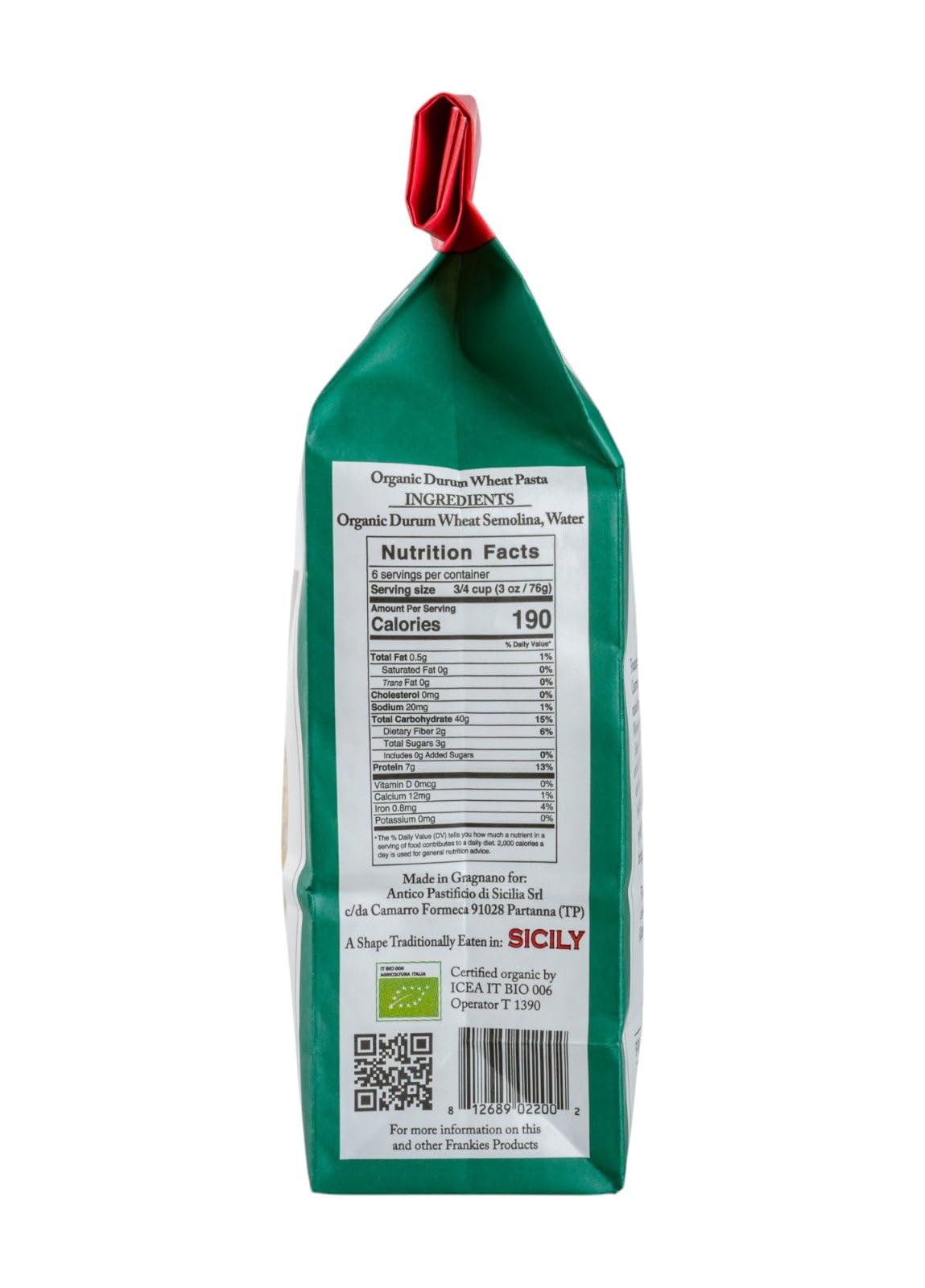 Frankies 457 Organic Busiate Pasta, Case of 6, 1 Pound Bags