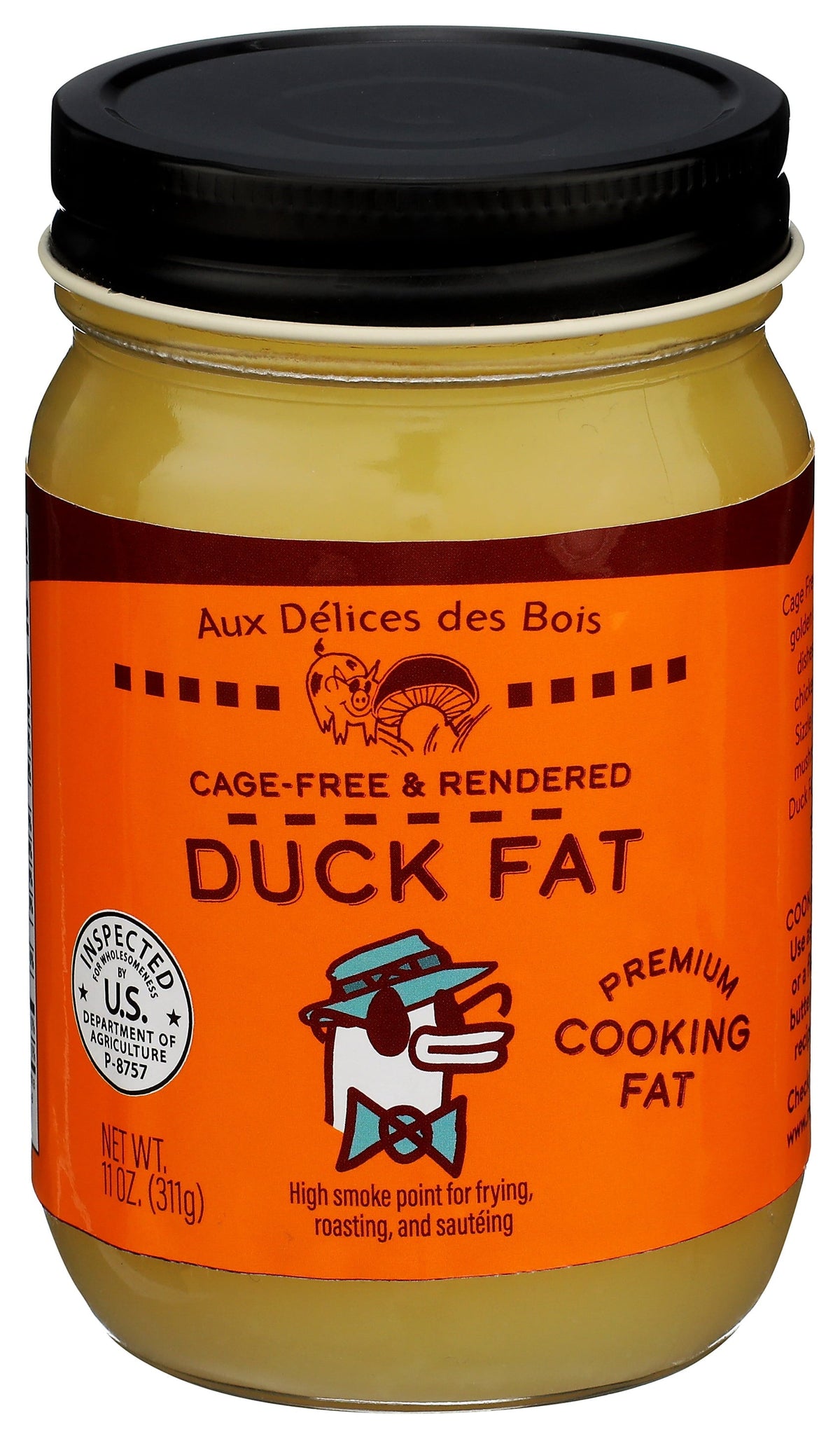 Aux Delices Des Bois Premium Cage-Free Duck Fat, Case of 6, 11 Ounce Jars