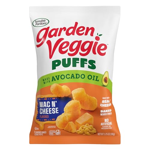 Sensible Portions Mac and Cheese Veggie Puffs, Case of 6, 3.75 Ounce Bags