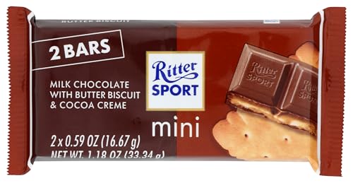 Ritter Sport Mini Milk Chocolate Butter Biscuit Bar, Case of 16, 1.18 Ounce Bars