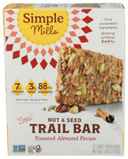 Simple Mills Toasted Almond Pecan Nut and Seed Trail Bars, Case of 6, 7.9 oz Boxes