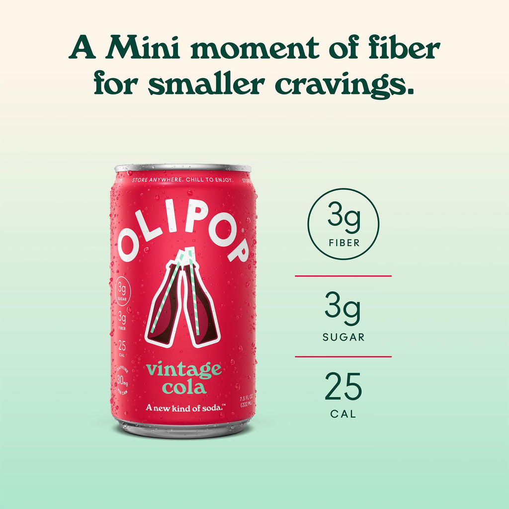 Olipop Vintage Cola Soda, Case of 4, 6 Pack, 7.5 fl oz Cans