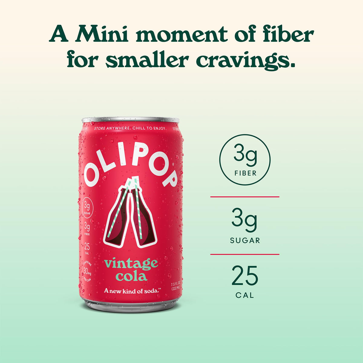 Olipop Vintage Cola Soda, Case of 4, 6 Pack, 7.5 fl oz Cans