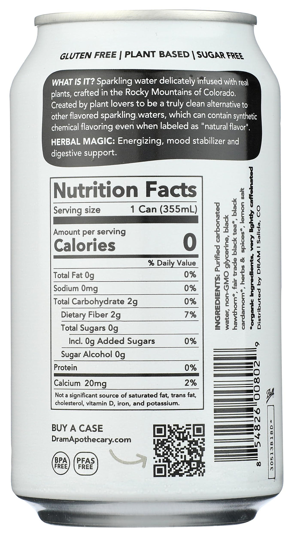 Dram Sparkling Water Cardamom And Black Tea, Case of 24, 12 Fluid Ounce Cans