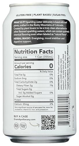Dram Sparkling Water Cardamom And Black Tea, Case of 24, 12 Fluid Ounce Cans