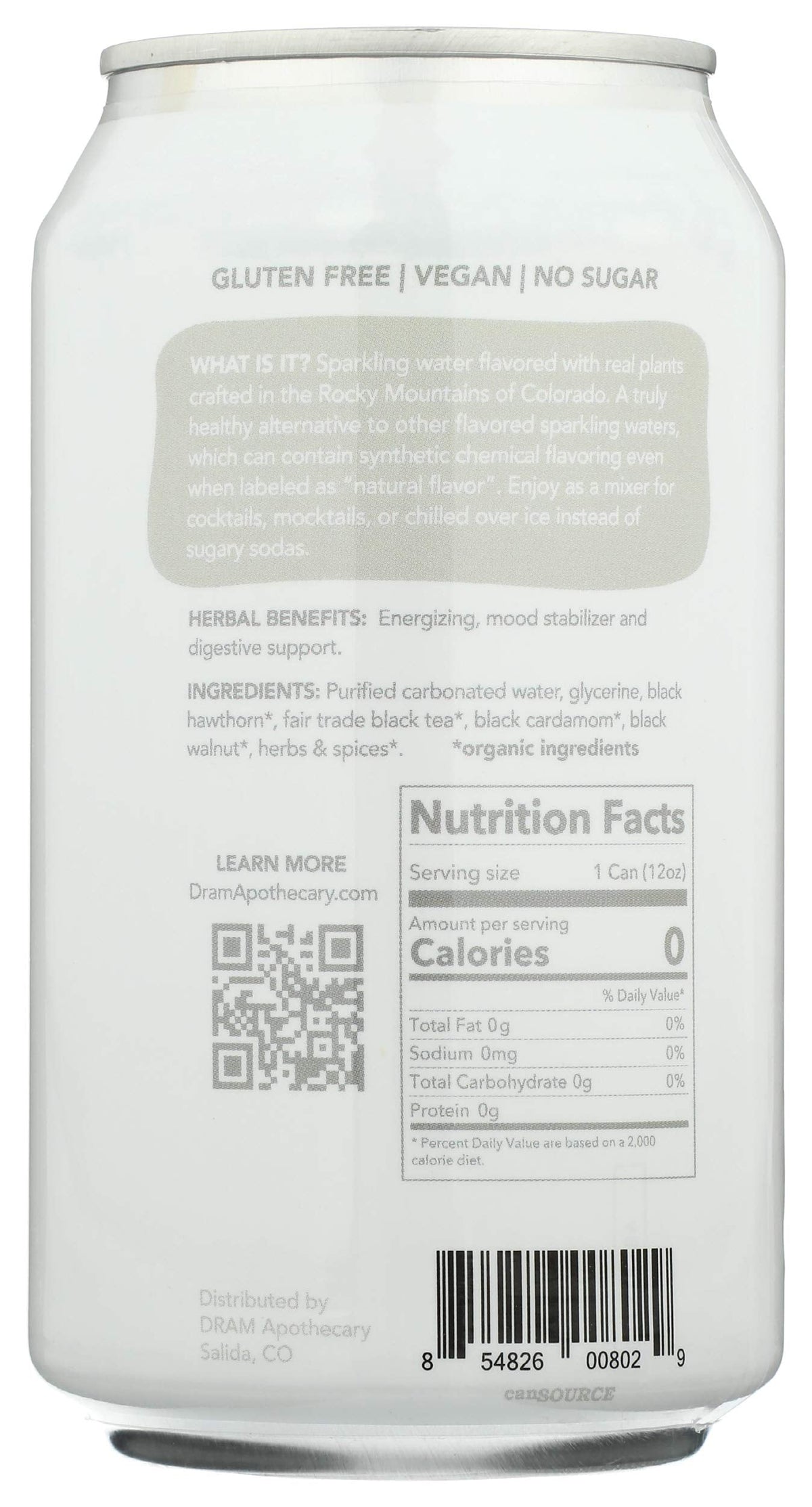 Dram Sparkling Water Cardamom And Black Tea, Case of 24, 12 Fluid Ounce Cans