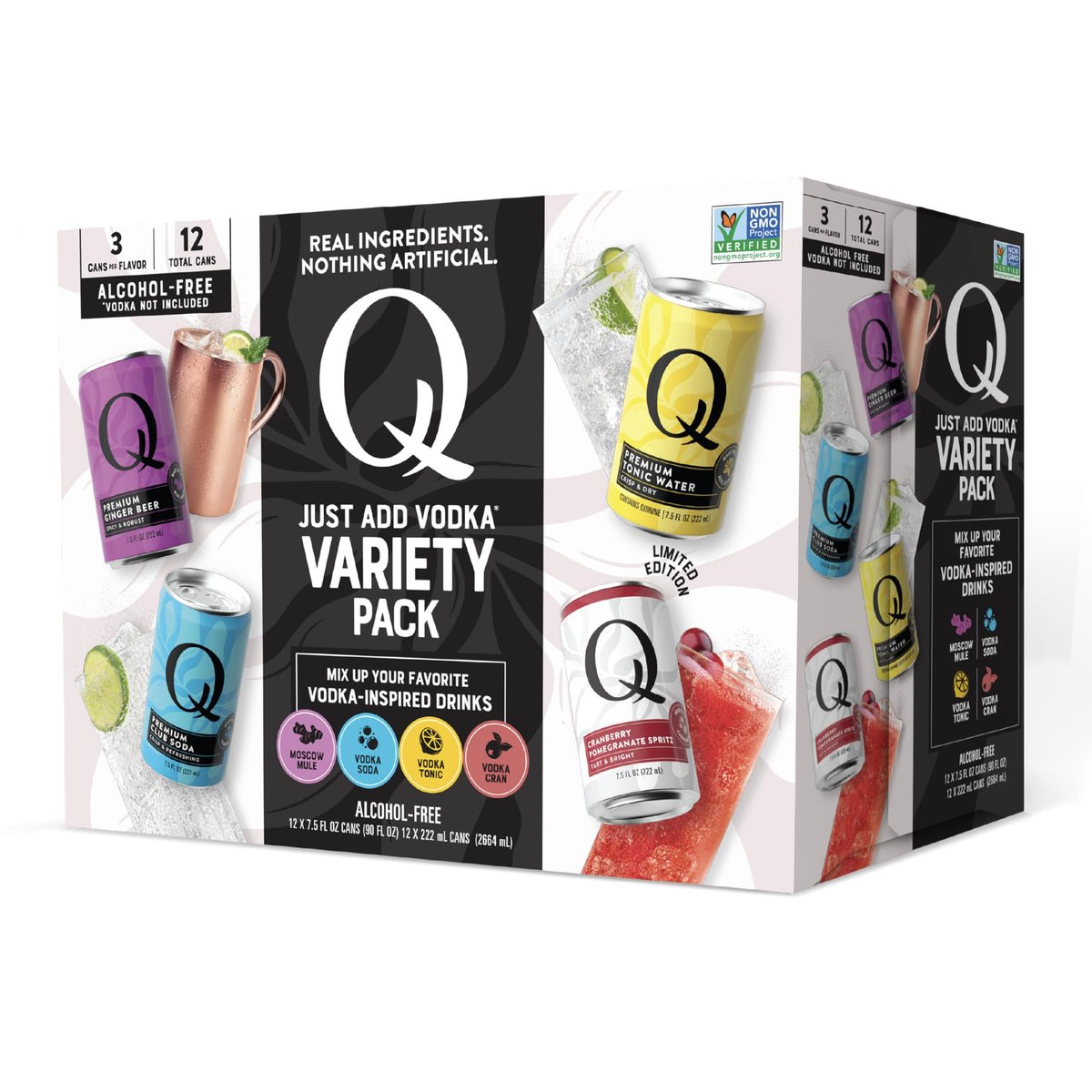 Q Mixers Just Add Vodka Variety Pack, Case of 2, 12 Count, 7.5 Fluid Ounce Cans