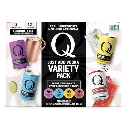Q Mixers Just Add Vodka Variety Pack, Case of 2, 12 Count, 7.5 Fluid Ounce Cans
