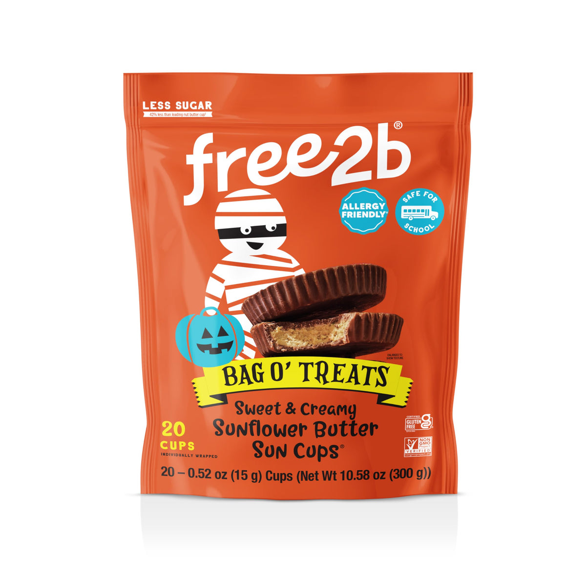 Free 2 B Sun Cups Chocolate Halloween, Case of 12, 20 Count