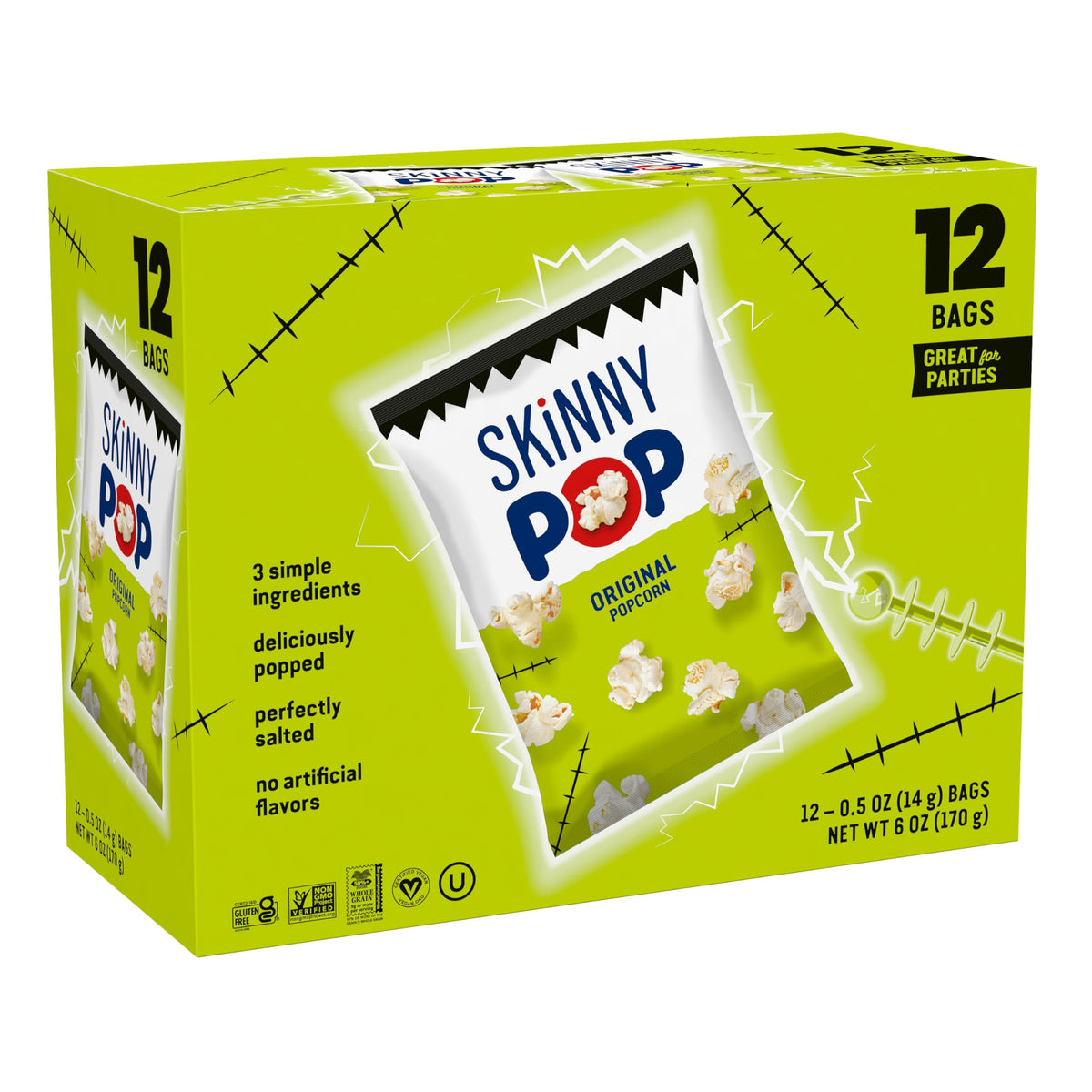 SkinnyPop Original Halloween Popcorn, Case of 3, 6 Ounce Bags