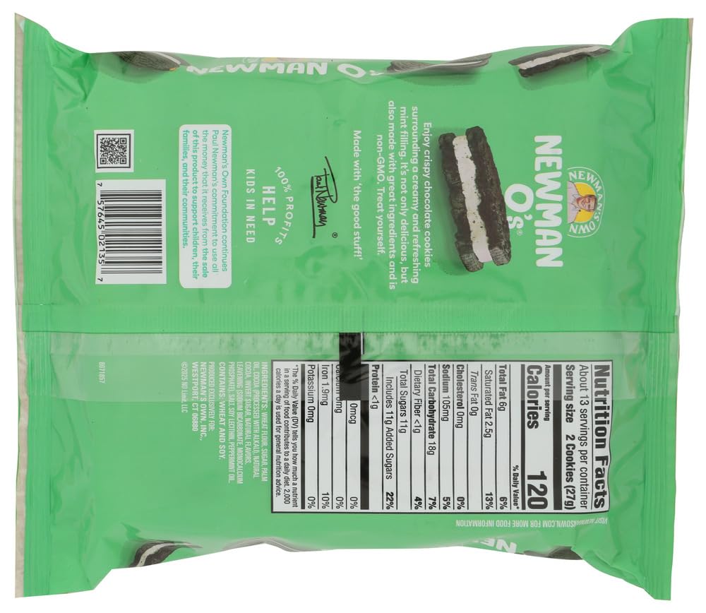Newman's Own Mint Chocolate Sandwich Cookies, Case of 8, 13 Ounce