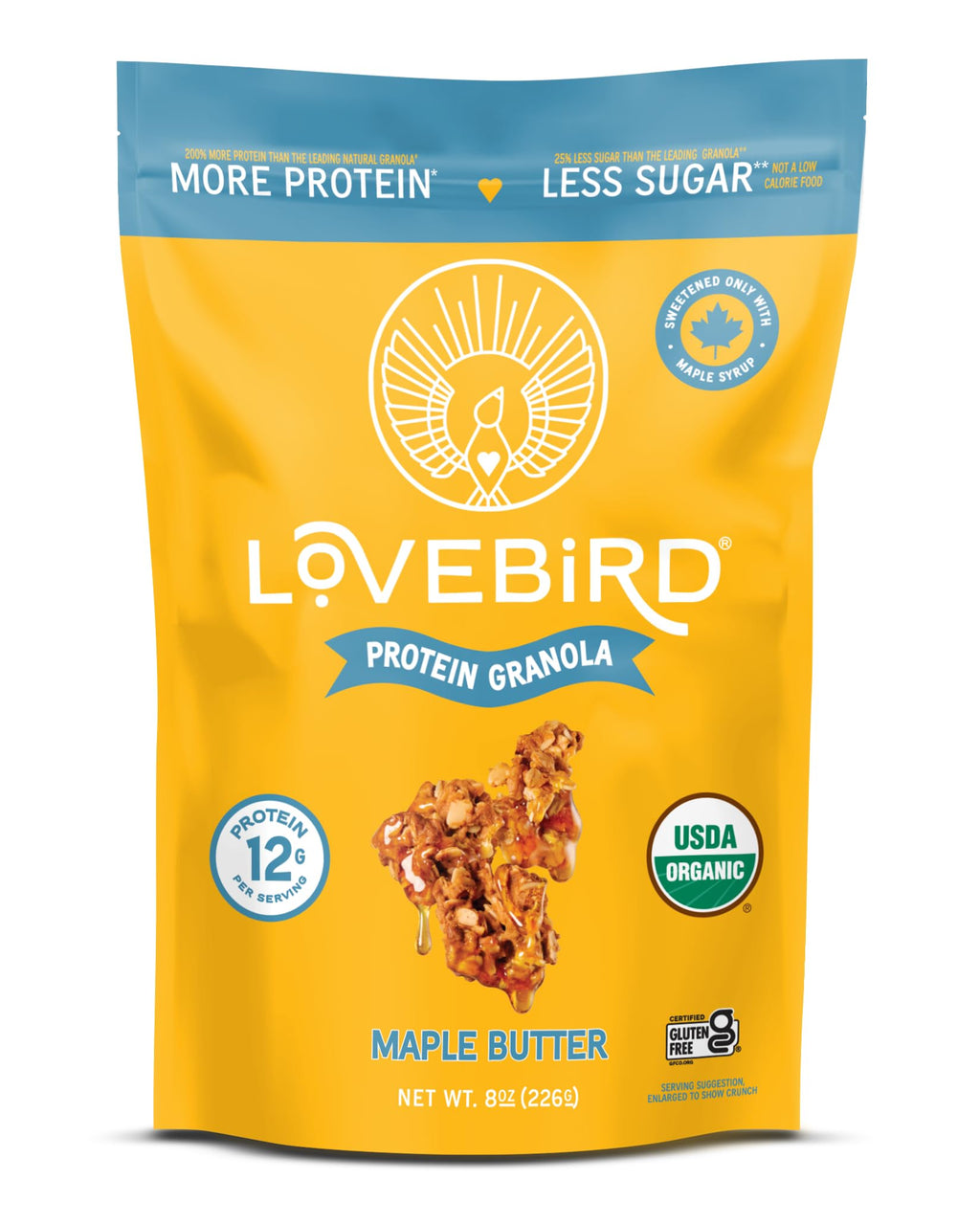 Lovebird Organic Protein Maple Butter Granola, Case of 6, 8 Ounce