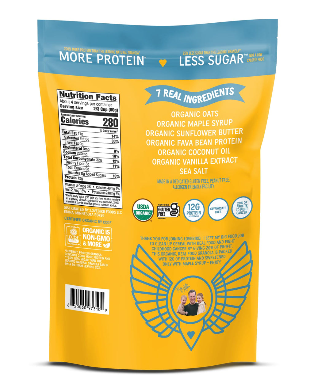 Lovebird Organic Protein Maple Butter Granola, Case of 6, 8 Ounce