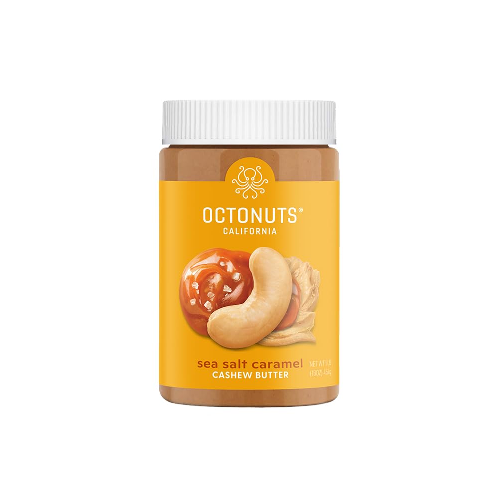 Octonuts Dry Roasted Sea Salt Caramel Cashew Butter, Case of 8, 16 Ounce Jars