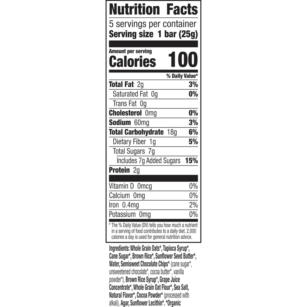 Annie's Homegrown Organic Sunbutter Chocolate Chip Granola Bars, Case of 12, 4.45 Ounce