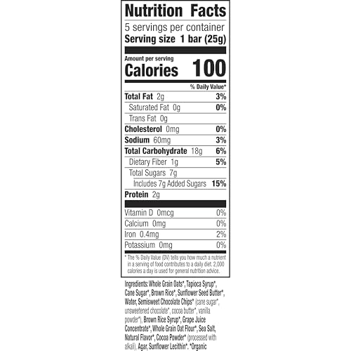 Annie's Homegrown Organic Sunbutter Chocolate Chip Granola Bars, Case of 12, 4.45 Ounce