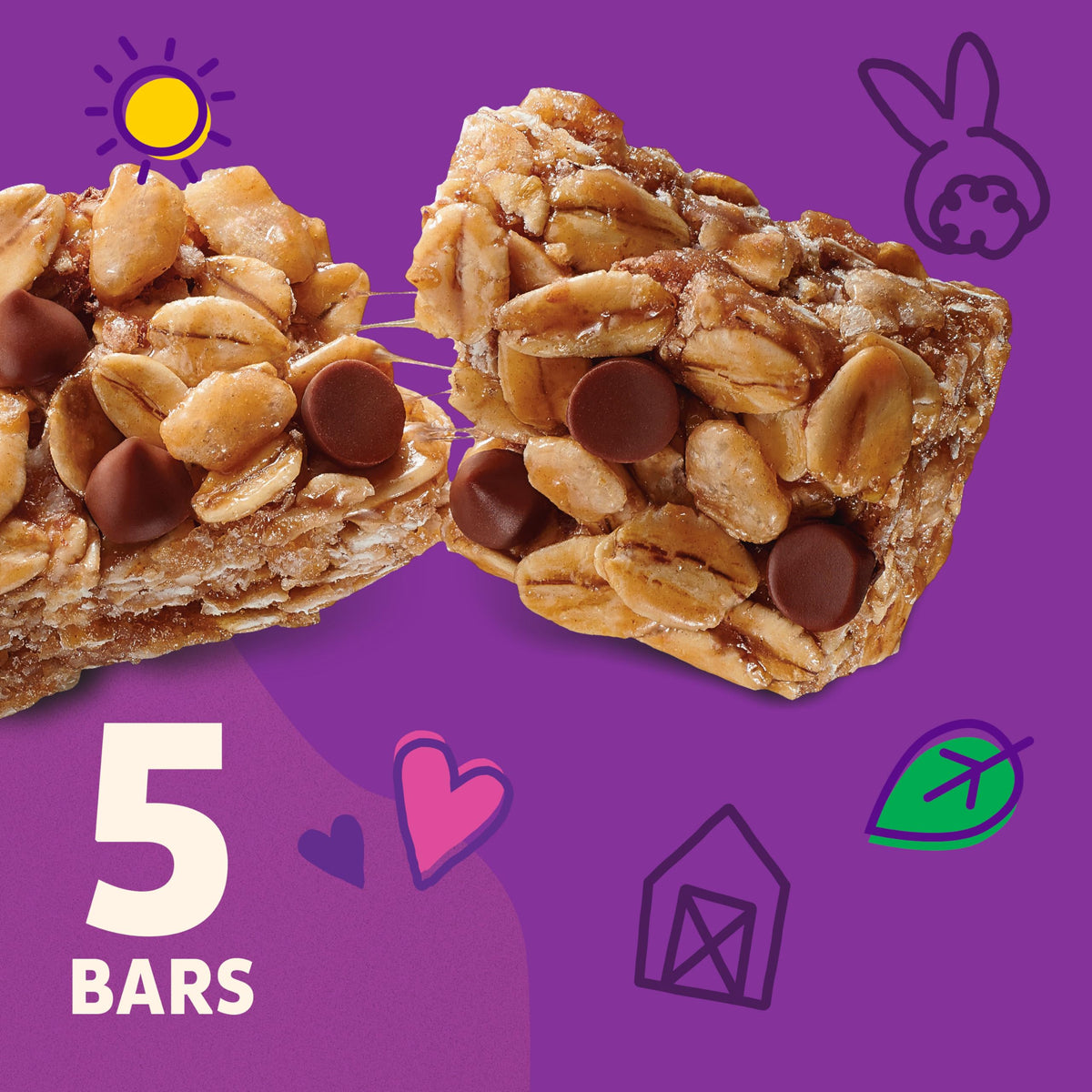 Annie's Homegrown Organic Sunbutter Chocolate Chip Granola Bars, Case of 12, 4.45 Ounce
