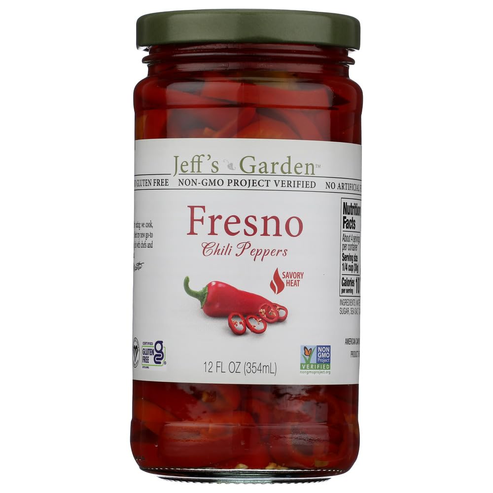 Jeff's Garden Fresno Chili Peppers, Case of 6, 12 Fluid Ounce