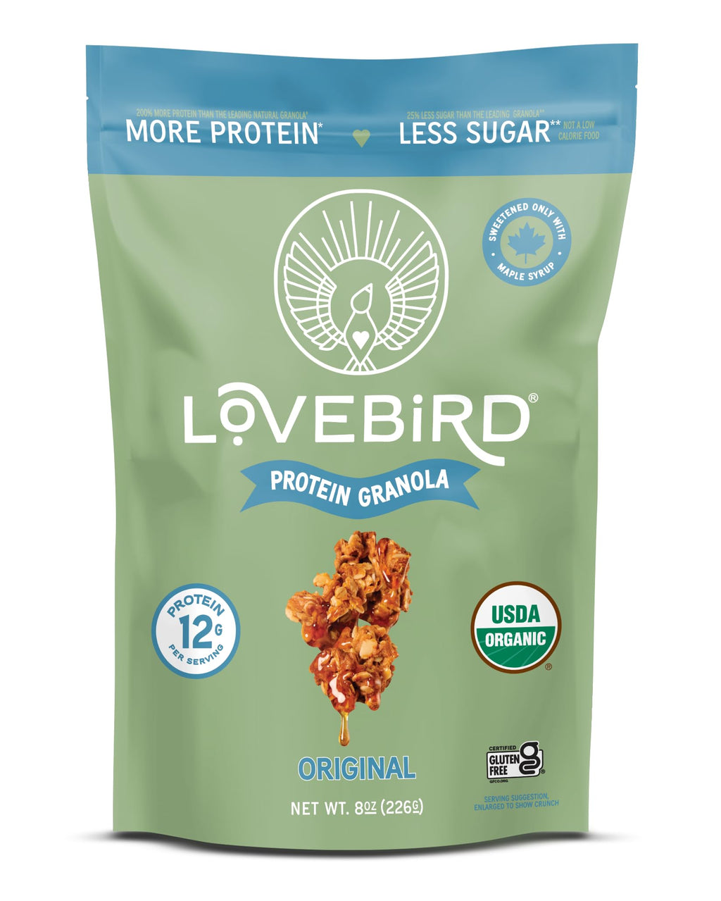 Lovebird Organic Protein Original Granola, Case of 6, 8 Ounce